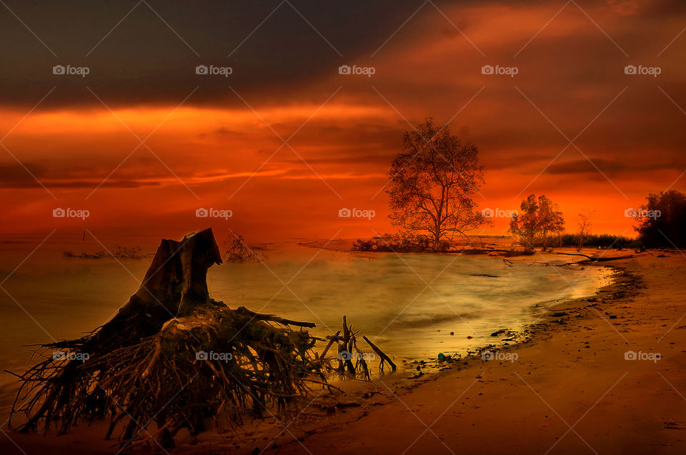 sunset at tanjung beach