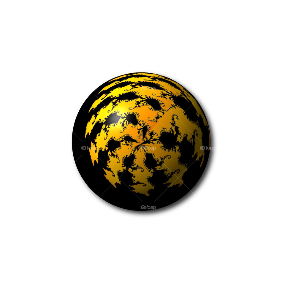 Black Yellow Abstract Globe
A black and yellow abstract fractal globe on white background.