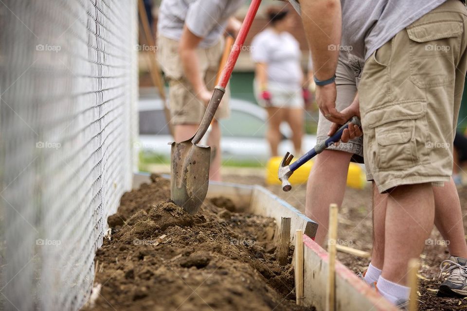 Shovel in the garden