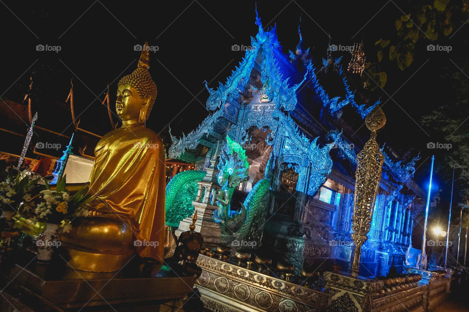 Wat Sri Suphan (The Silver Temple) at night