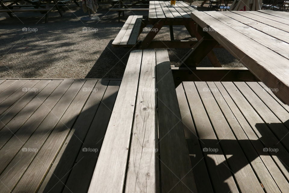 Wooden bench in a park in Antwerp