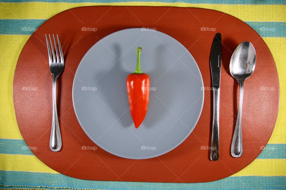 Red bell pepper on a plate