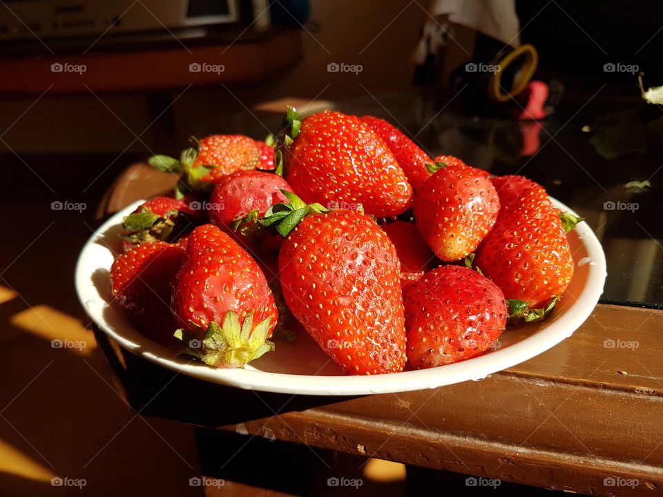 Strawberries in plate