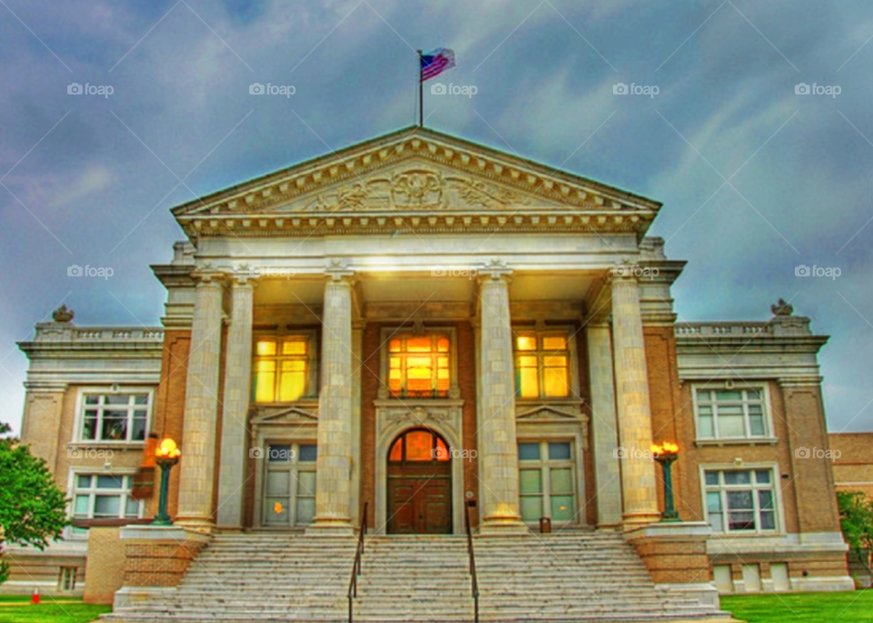 night architecture hdr courthouse by lightanddrawing