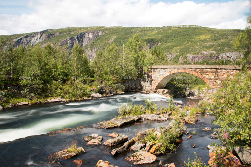 Scenic view of bjoreio river and bridge