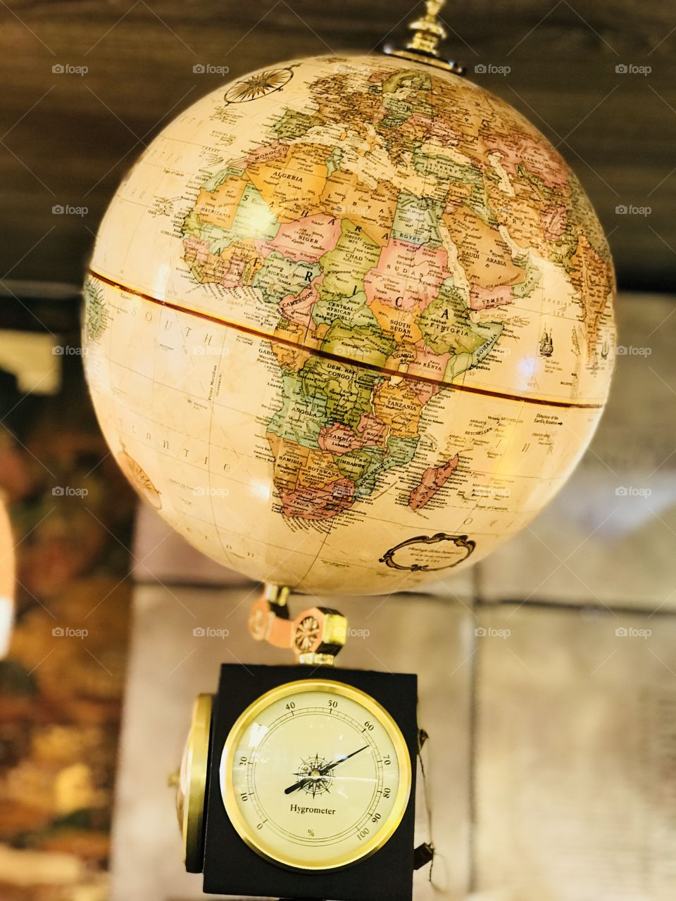 Tiffany globe lamp with clock earth planet world 