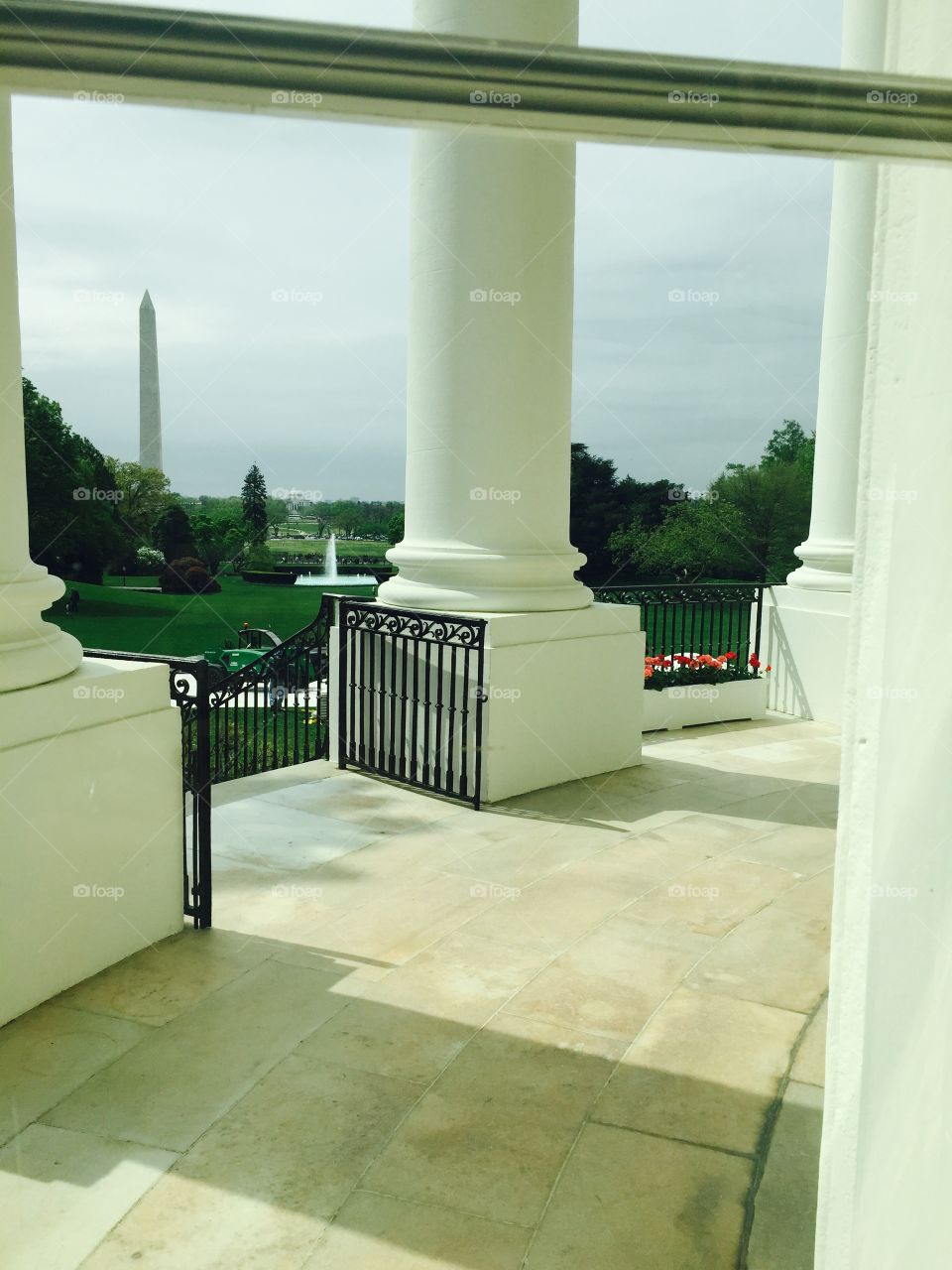 Inside The White House looking at monument