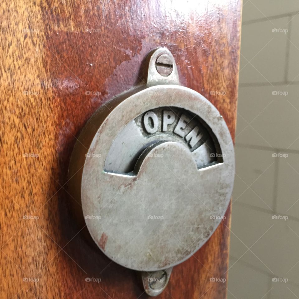 Bathroom door lock, open