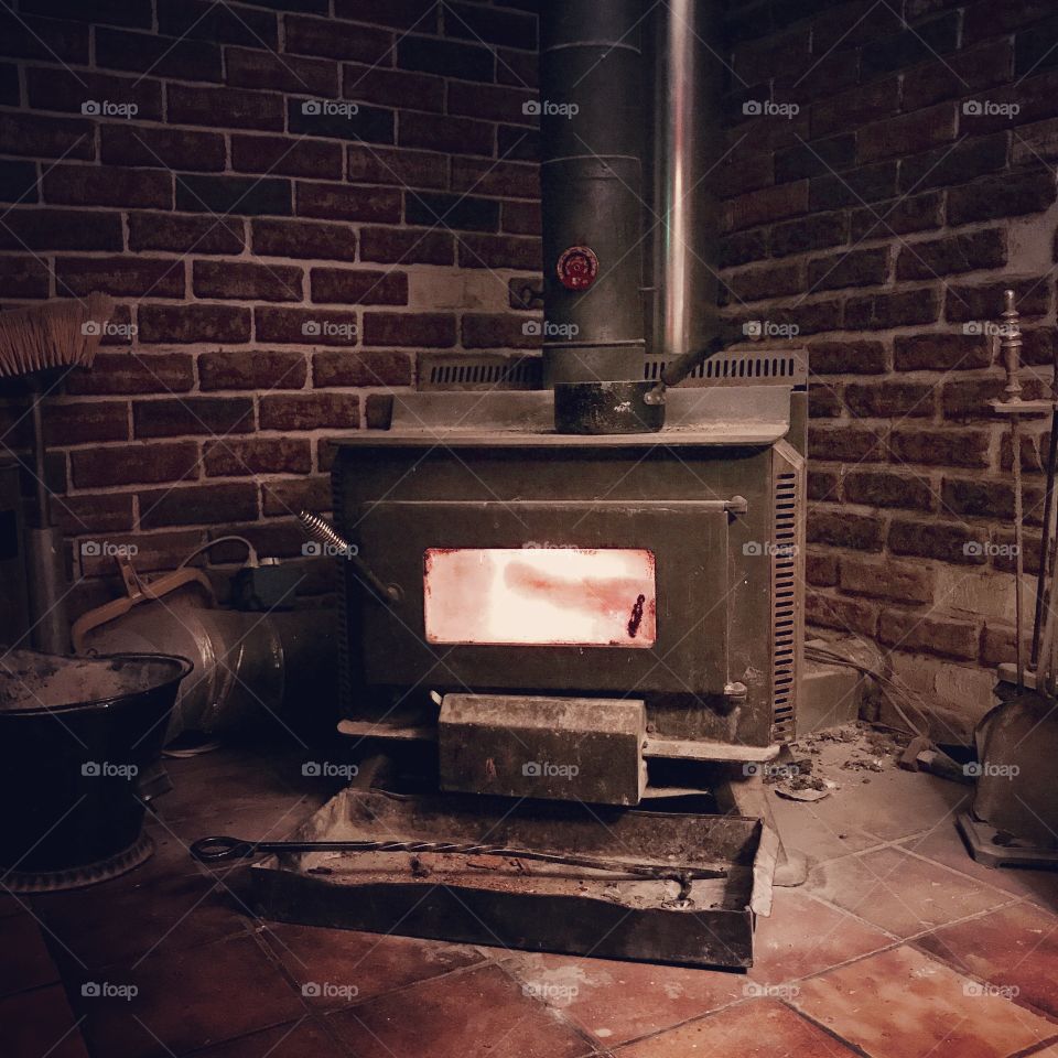 Wood stove on a cold winter's night
