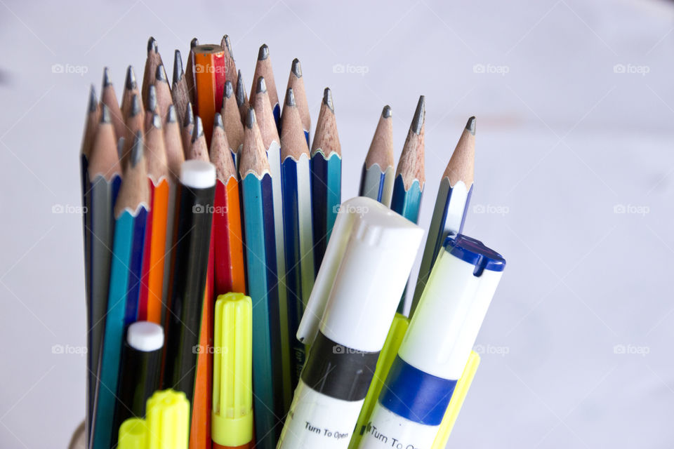 Bunch of pencils in stand, stationery