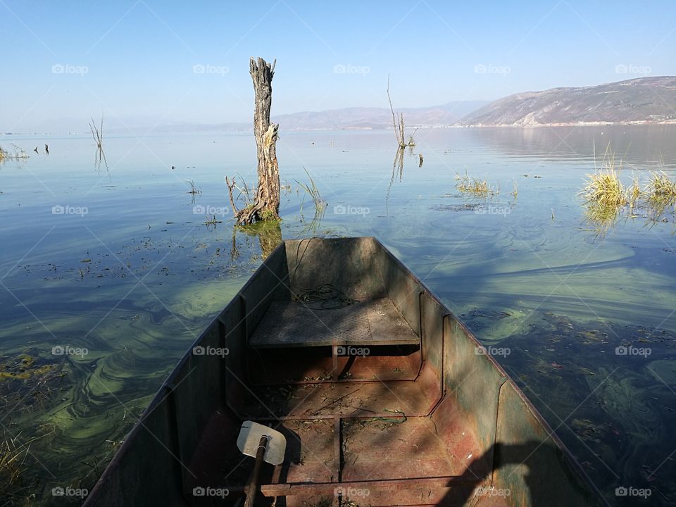 Fishing Boat on Er Hai Lake in Dali, Yunnan Province, China