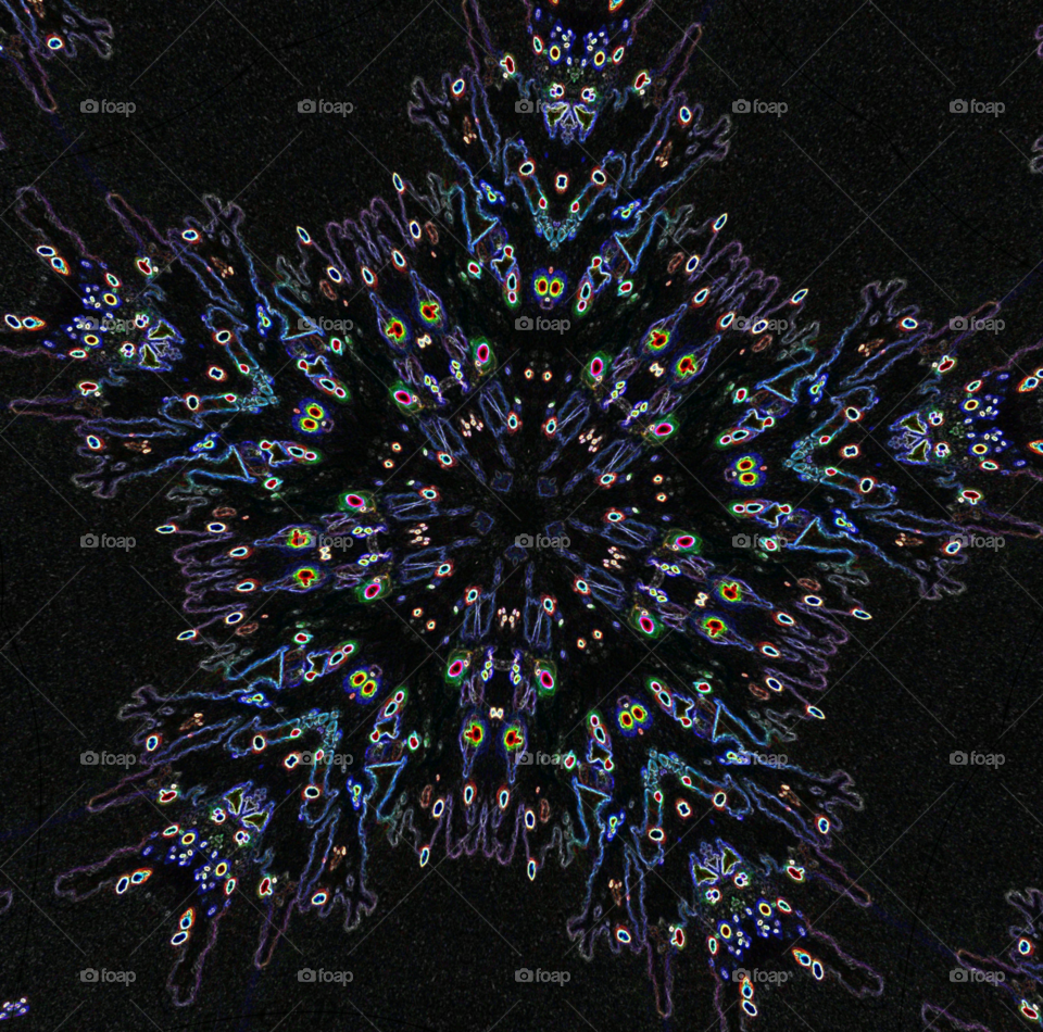 Snowflake shaped background from tree lights