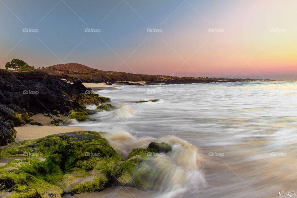 Beautiful beach at dusk