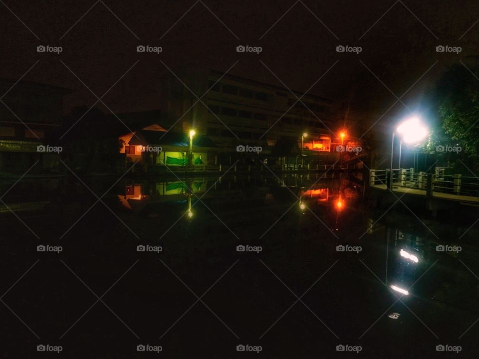 Waterfront Village at Night