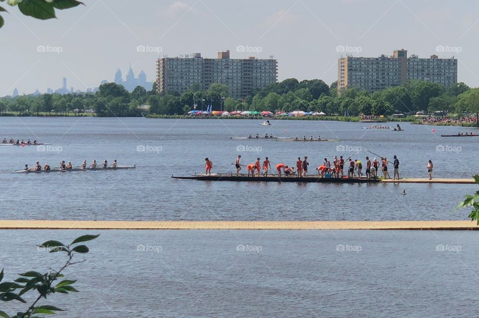 Liverpool launching at Nationals with Philly skyline in the background. 