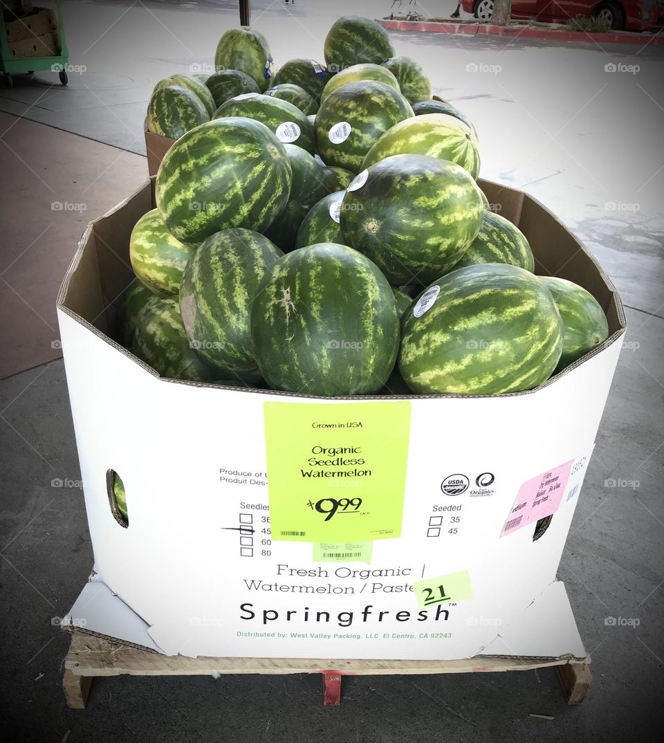 Organic watermelons for sale at a special price. Who would want to pass up this awesome deal on a healthy and delicious summertime fruit like a watermelon?