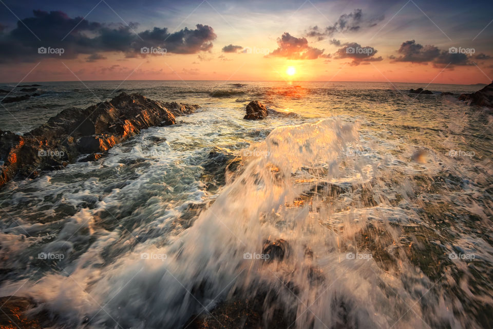 The Golden Splash. Sunrise splashing over Pandak Beach Terengganu