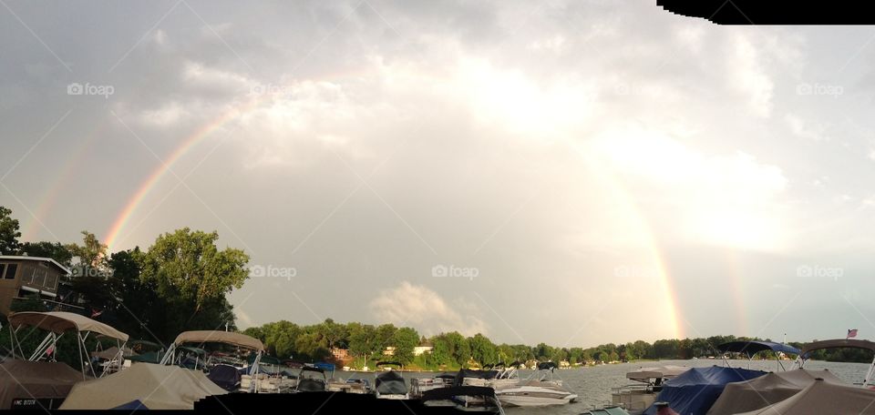 Double full rainbow . Michigan storm produce a beautiful double rainbow with gorgeous color