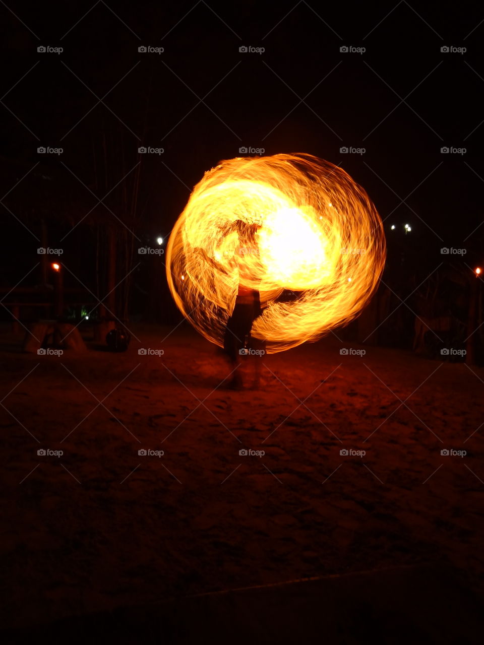 fire show at night. performance