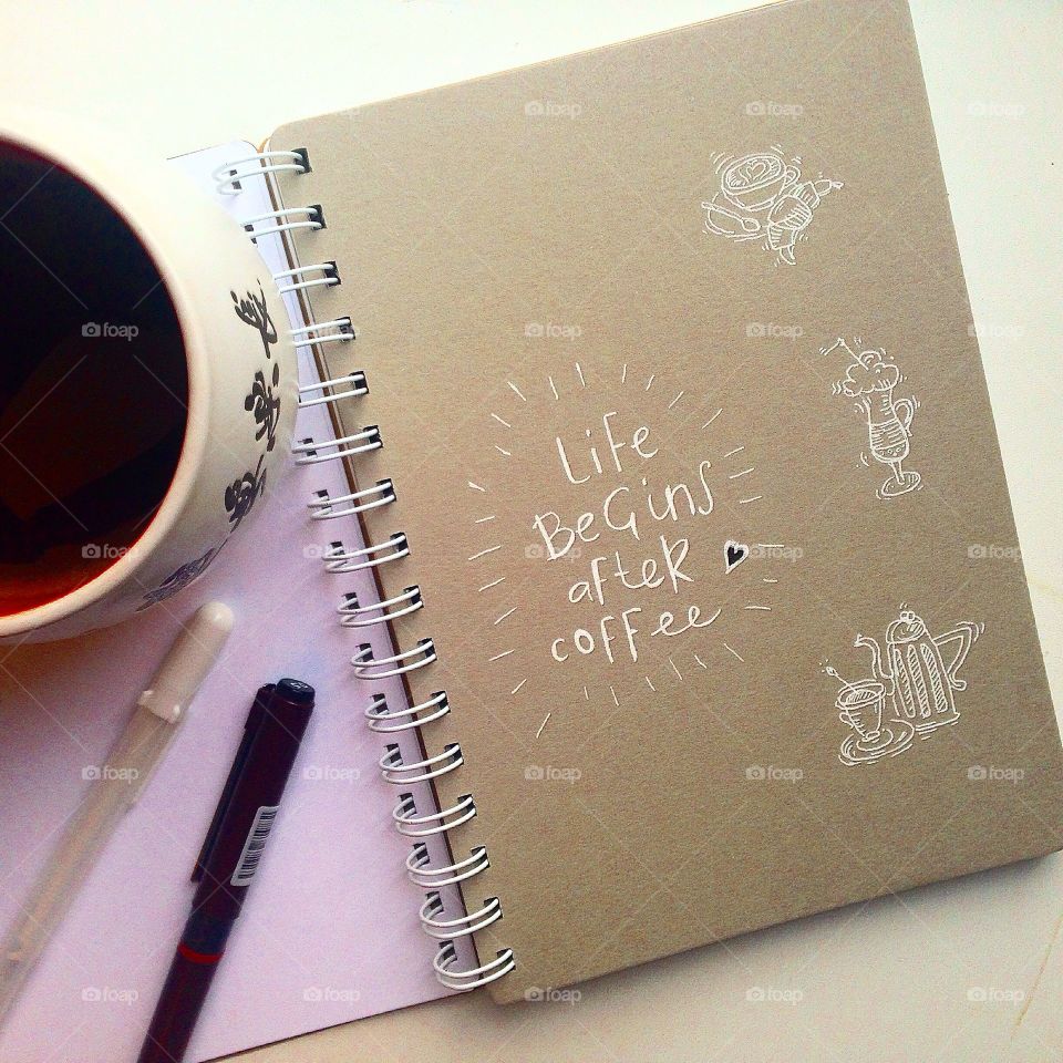 Life begins after coffee. White pen cannot lie!