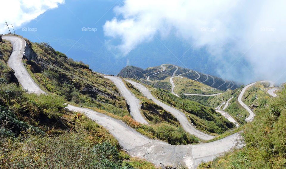 Scenic mountain view of Sikkim, India