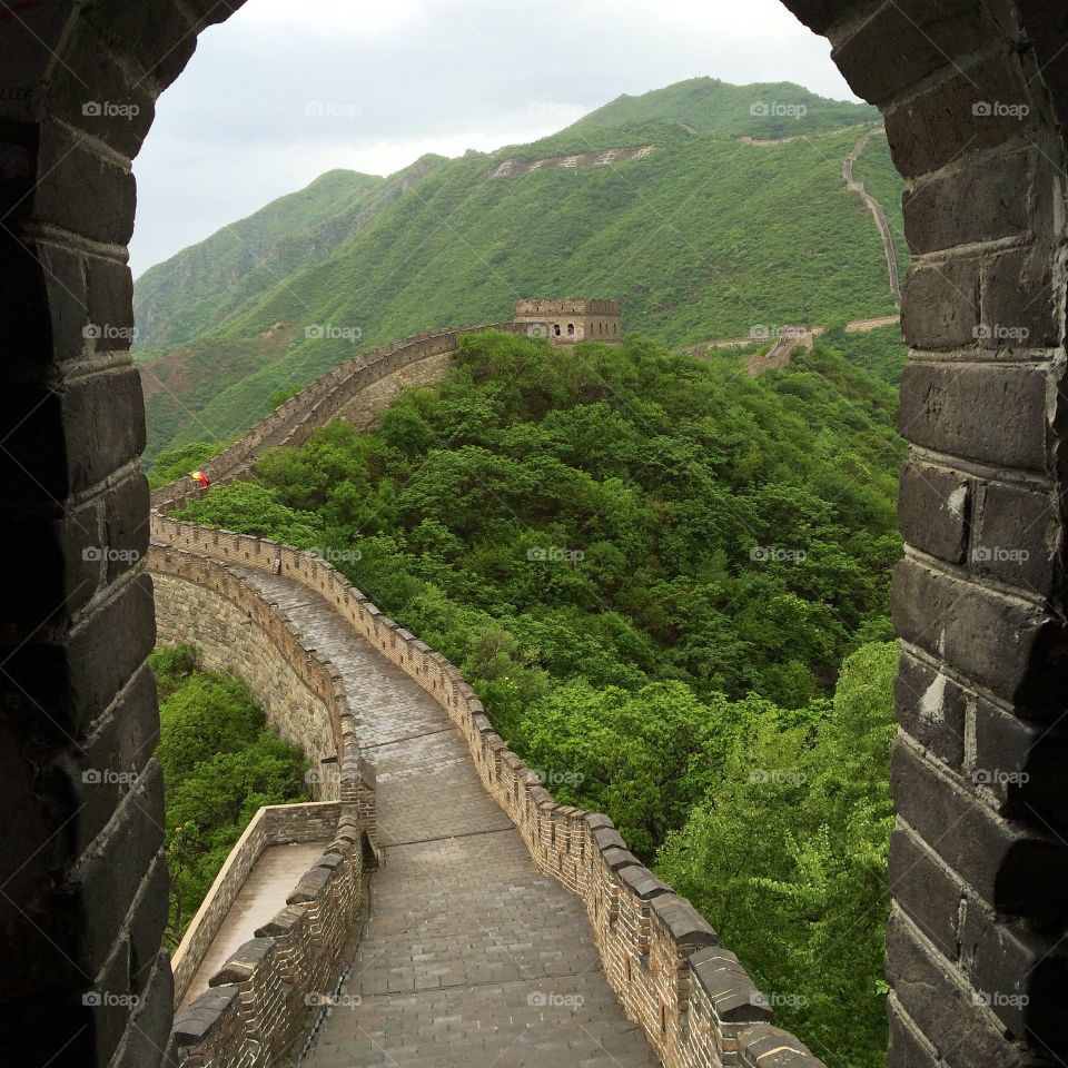 The Great Wall viewed through a doorway 
