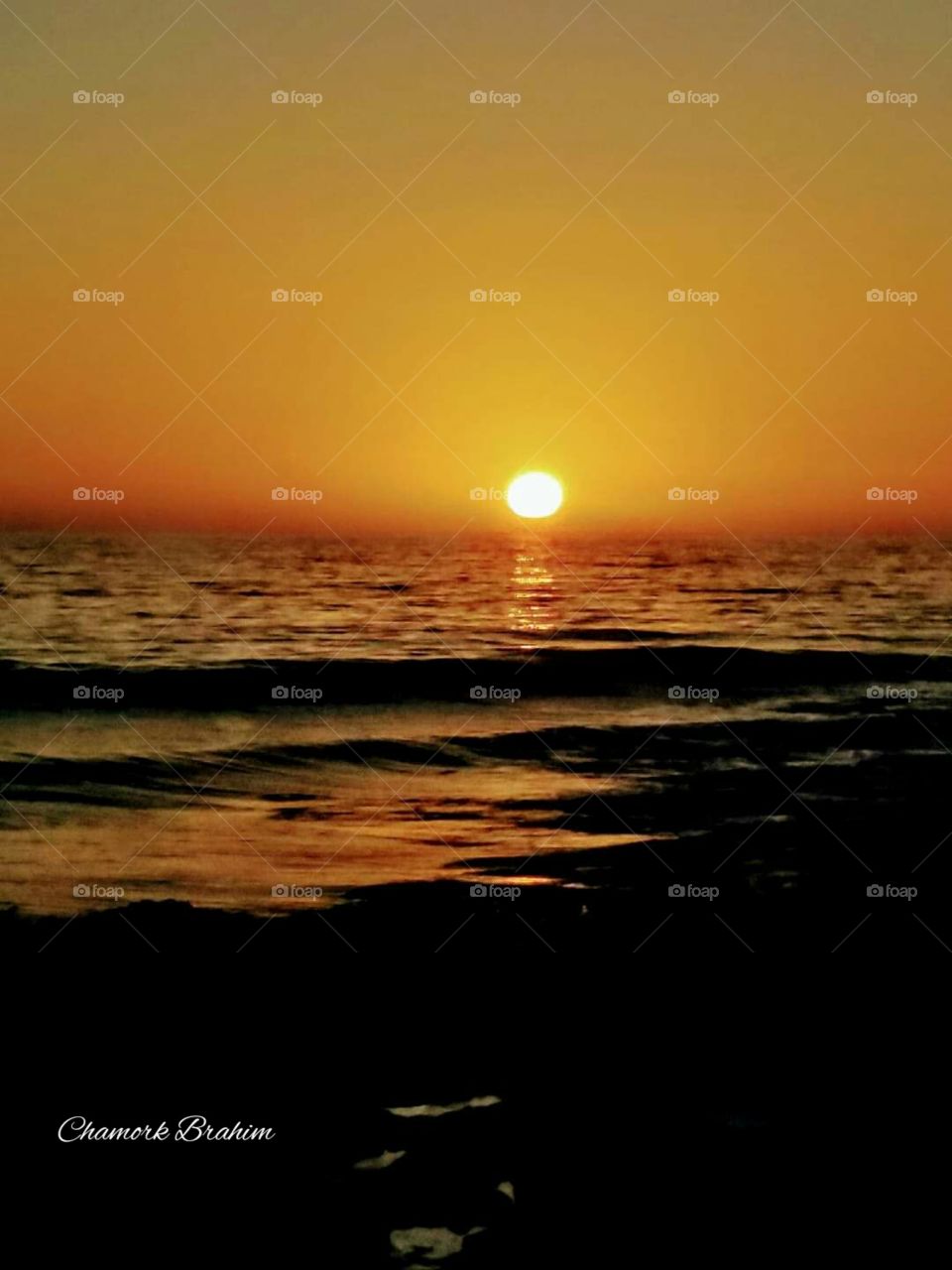 Sunset in Taghazout beach in the region of Agadir..