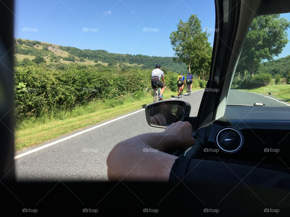 Enjoying a ride home from beautiful North Yorkshire … … overtaking some cyclists… the windows are down it’s a glorious blue sky day … enjoying the view 💙