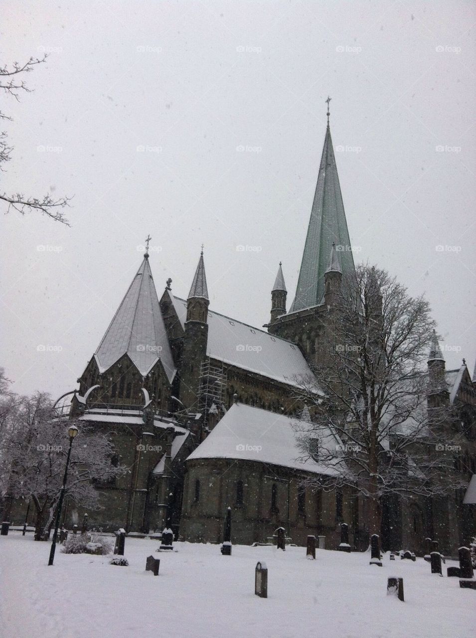 Nidarosdomen in the snow