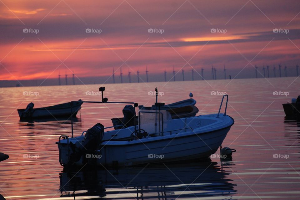 Boats in sunset