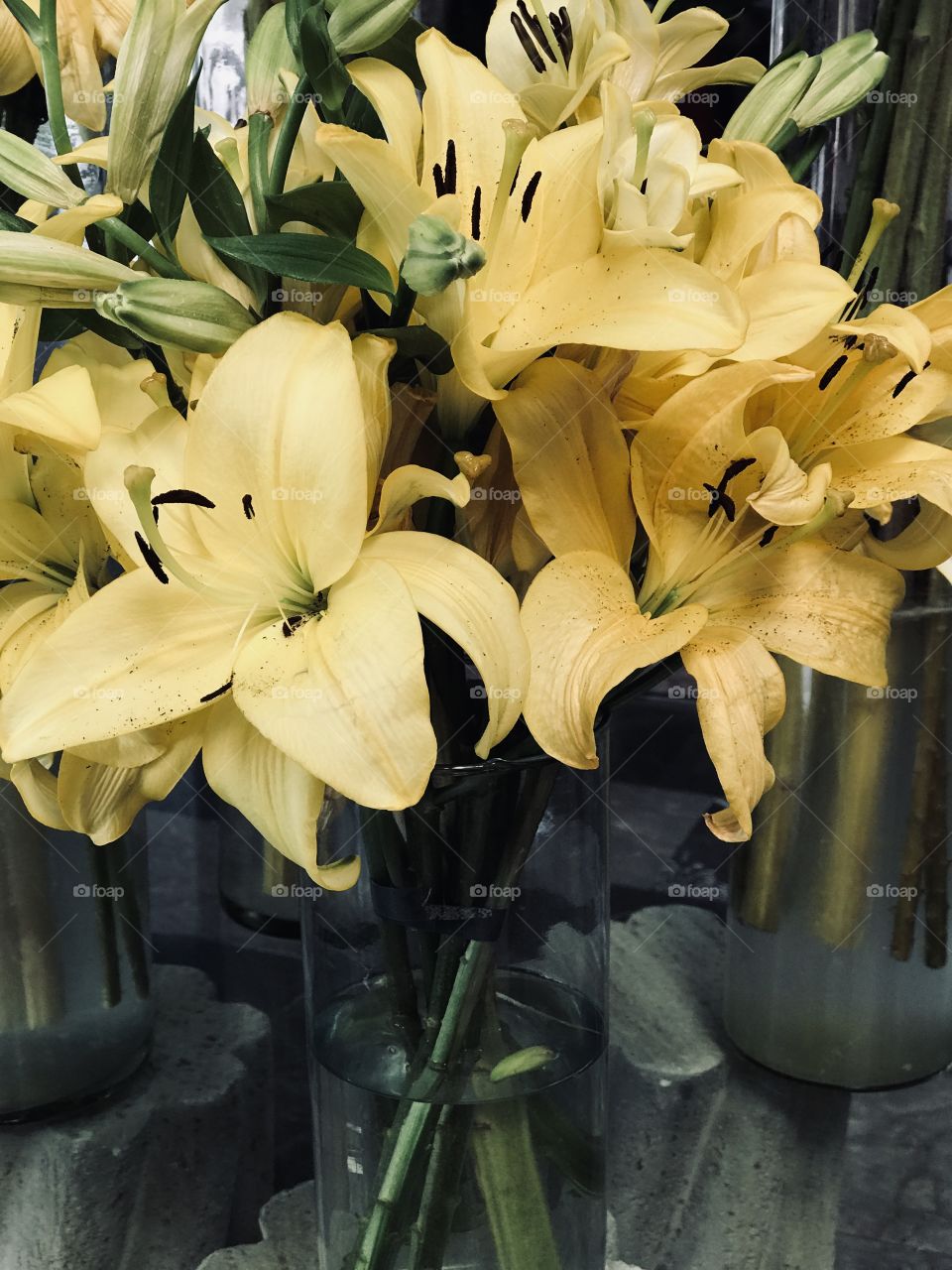 Flores amarillas en jarrón 
