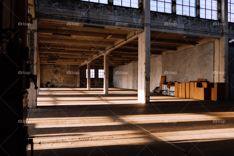 Studio light in an abandoned factory