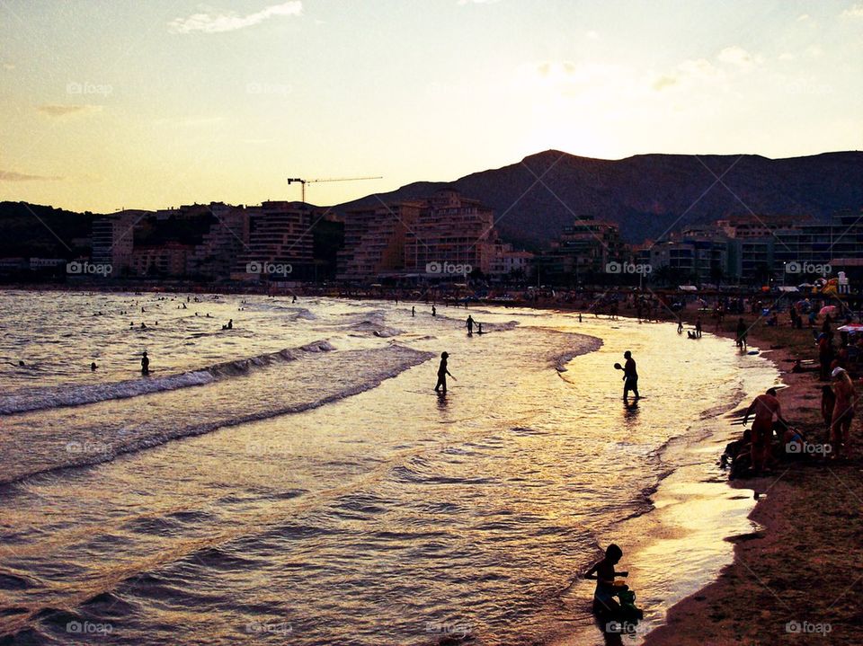 Scenics view of sea at sunset