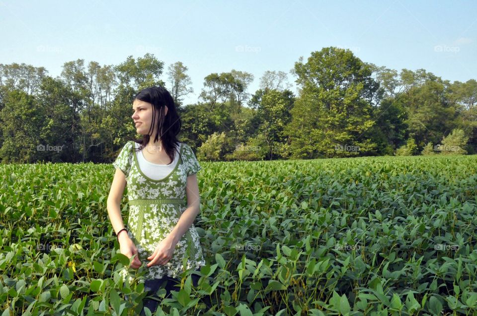 Girl in a Field of Plants