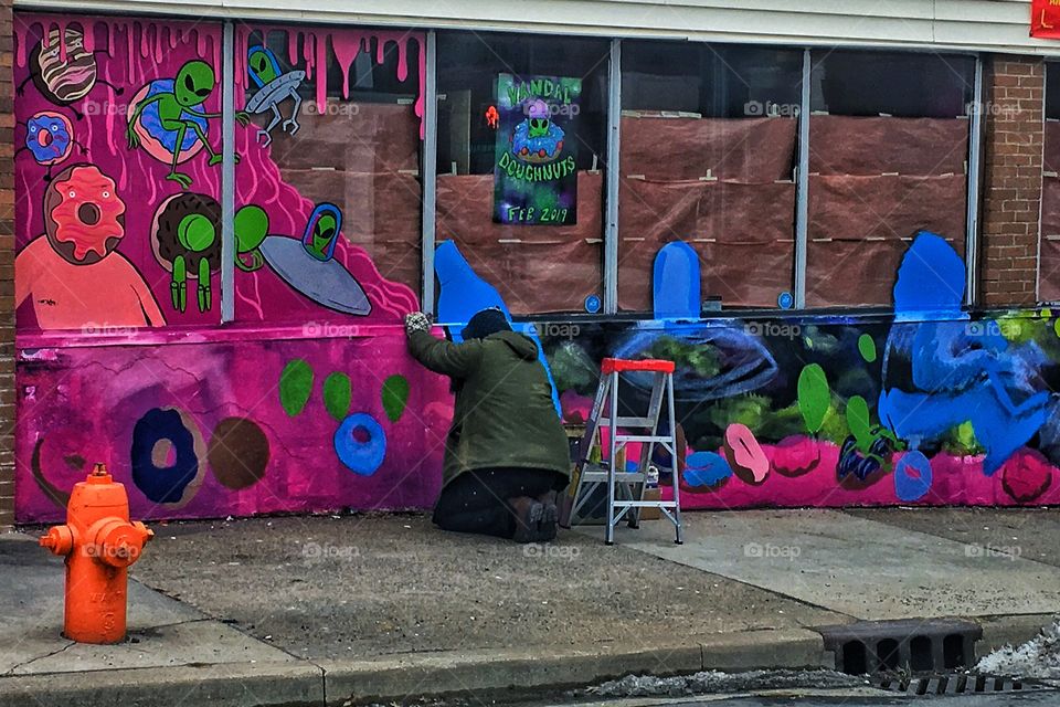 Vandal Doughnuts Art in progress