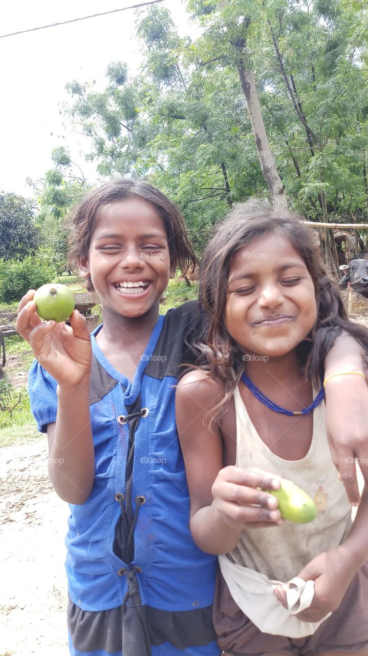 Two cute girl of village