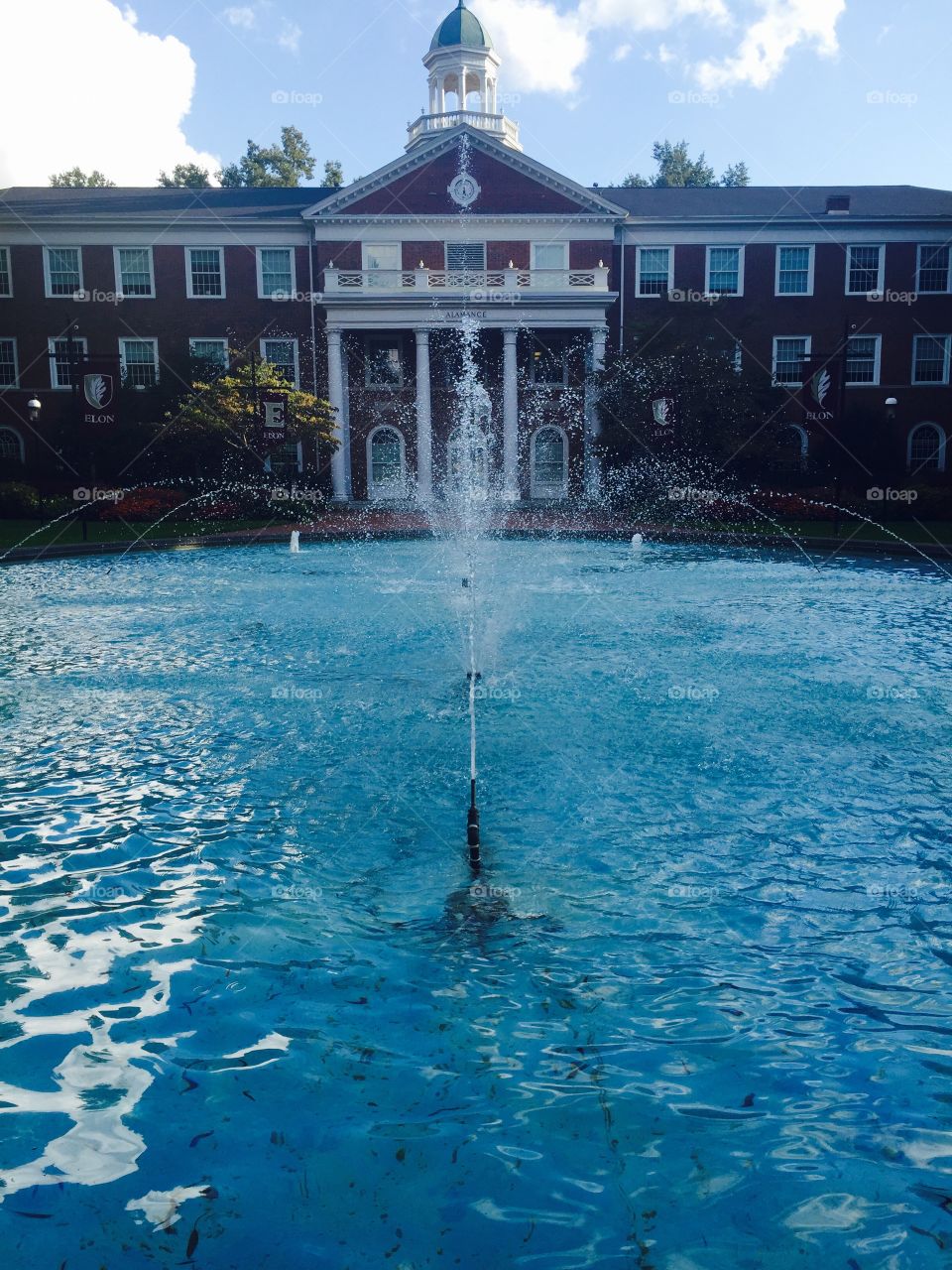 College fountain academic building 