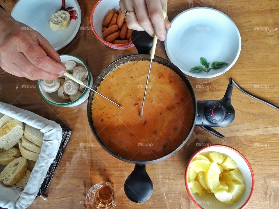 Homemade cheesefondue