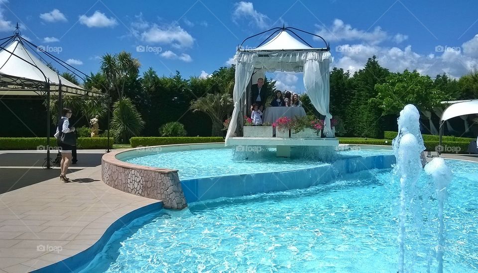 At the garden's restaurant with all family