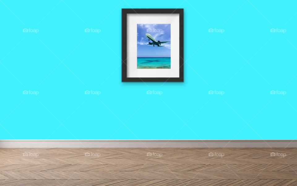 Room With Plane Wall Art, Bright Fun Photography, Room Staging With Art