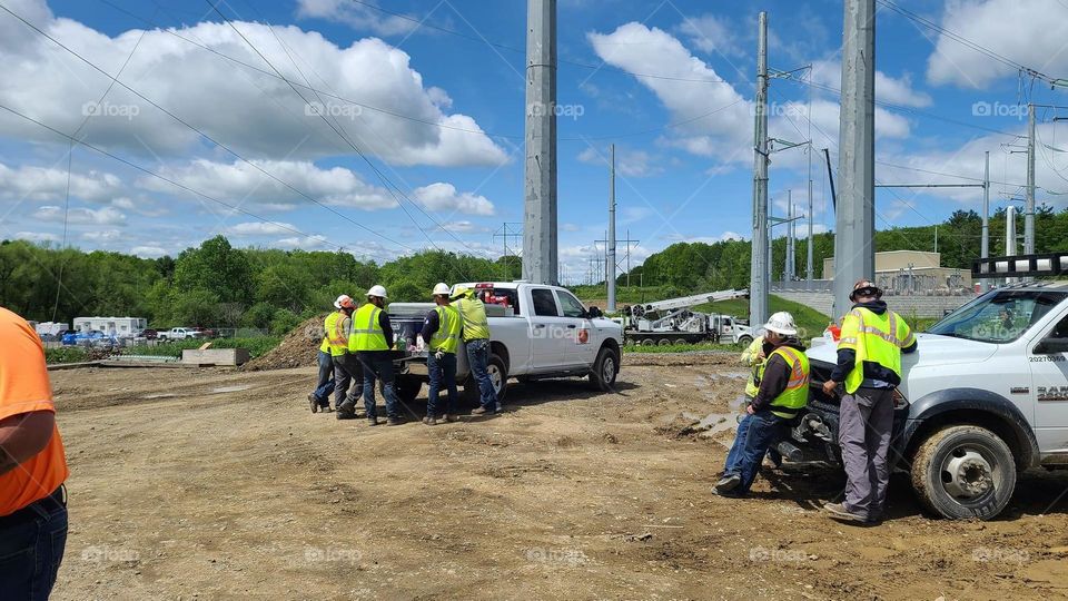 Blue collar hard at work making sure America has power!