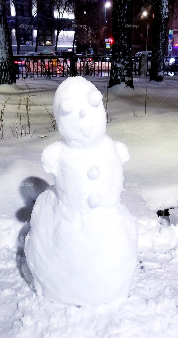 Winter fun from the snow sculpt a doll-snowman