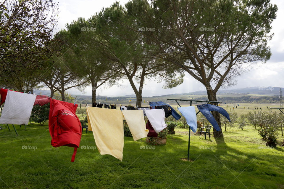 Drying clothes on laundry