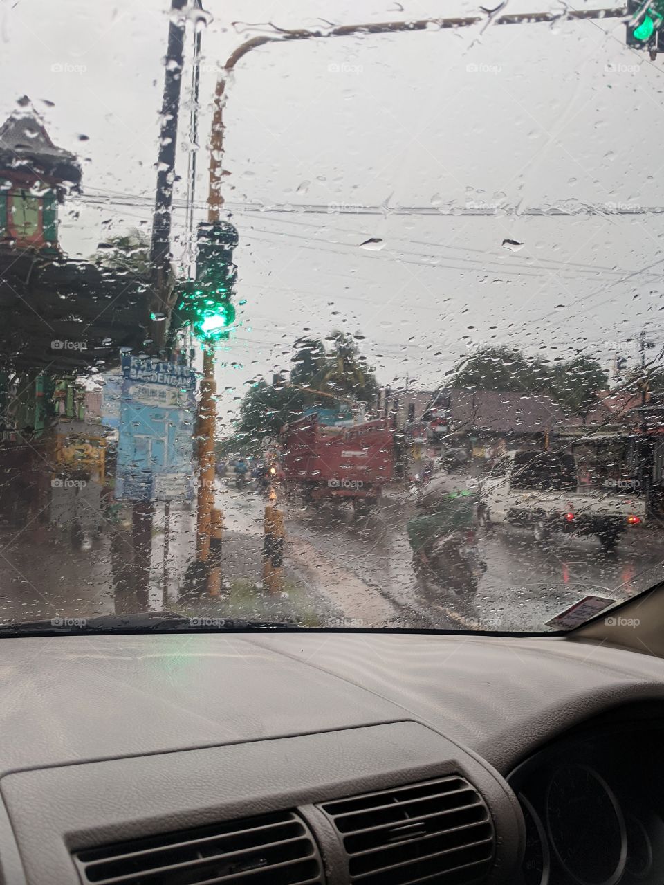 going to work at the rain