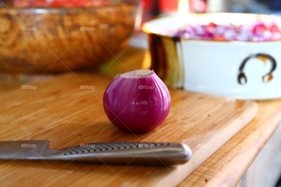 Ready to cut an onion