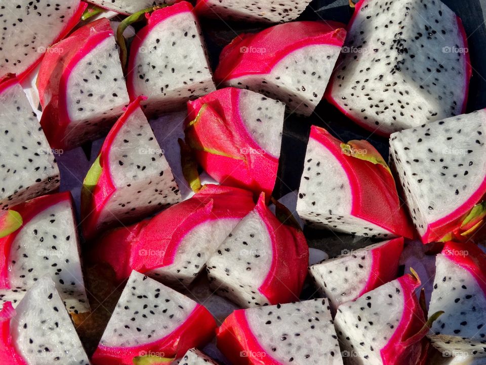 Full frame of dragon fruits