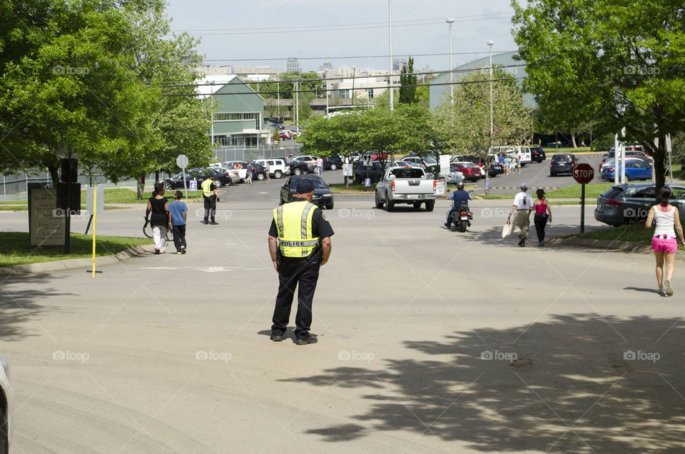 directing traffic. earthday traffic control