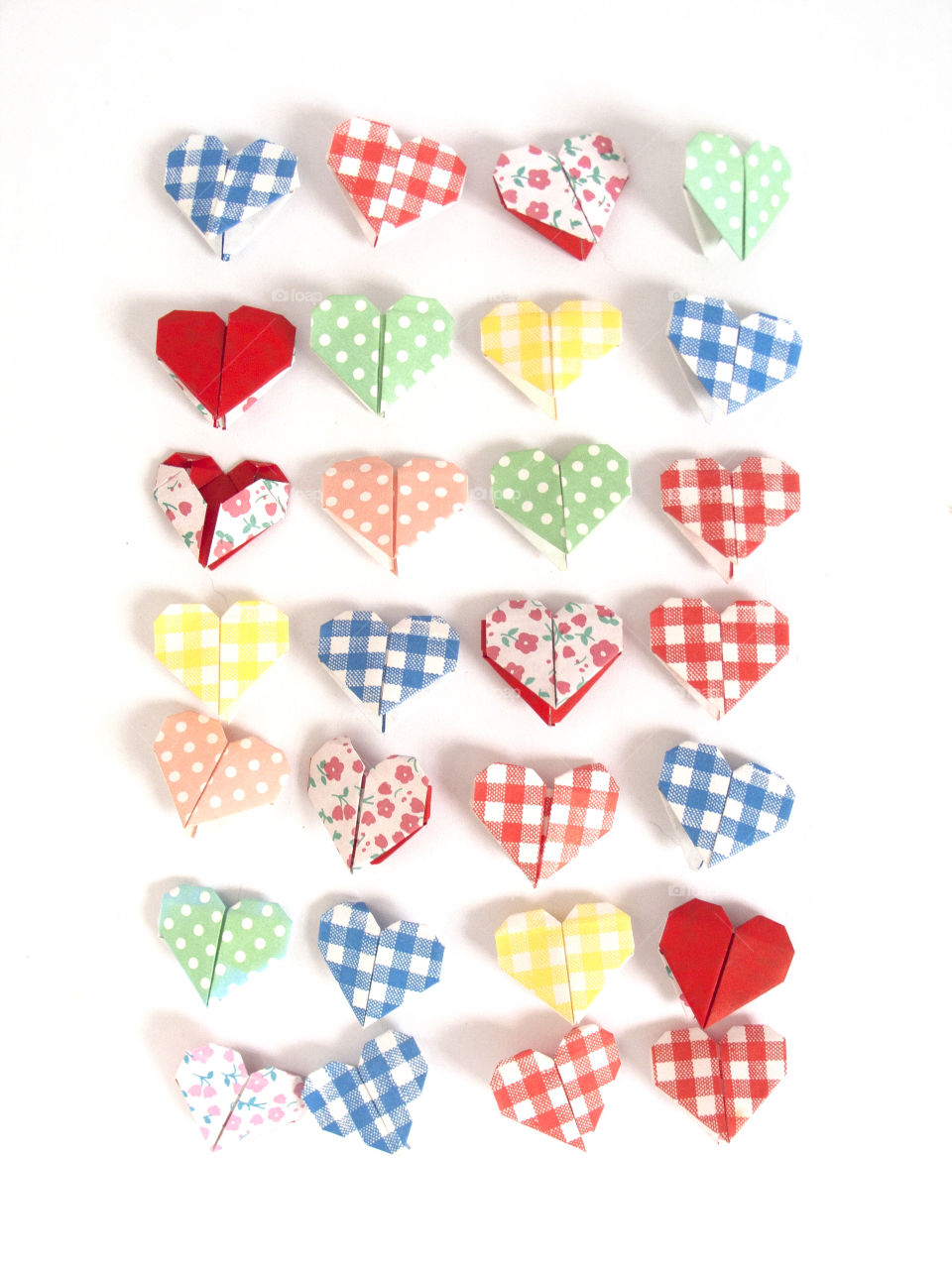 hearts origami. from pattern paper