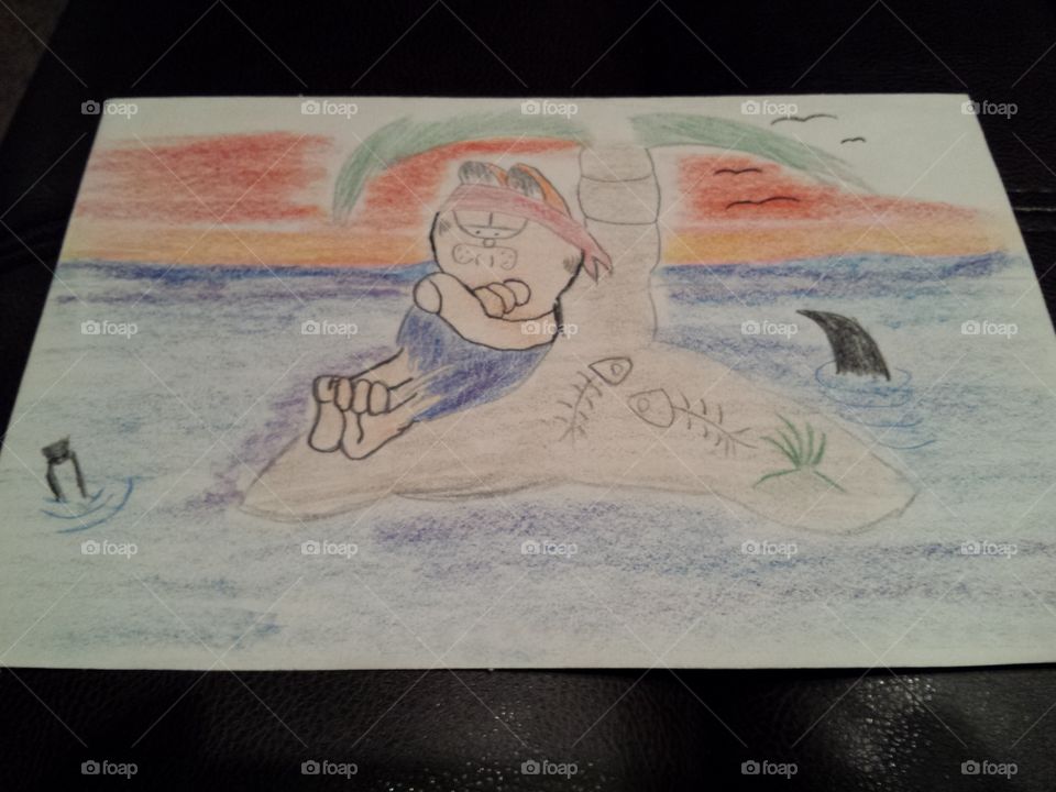 Garfield...Beach no shirt no shoes no problem