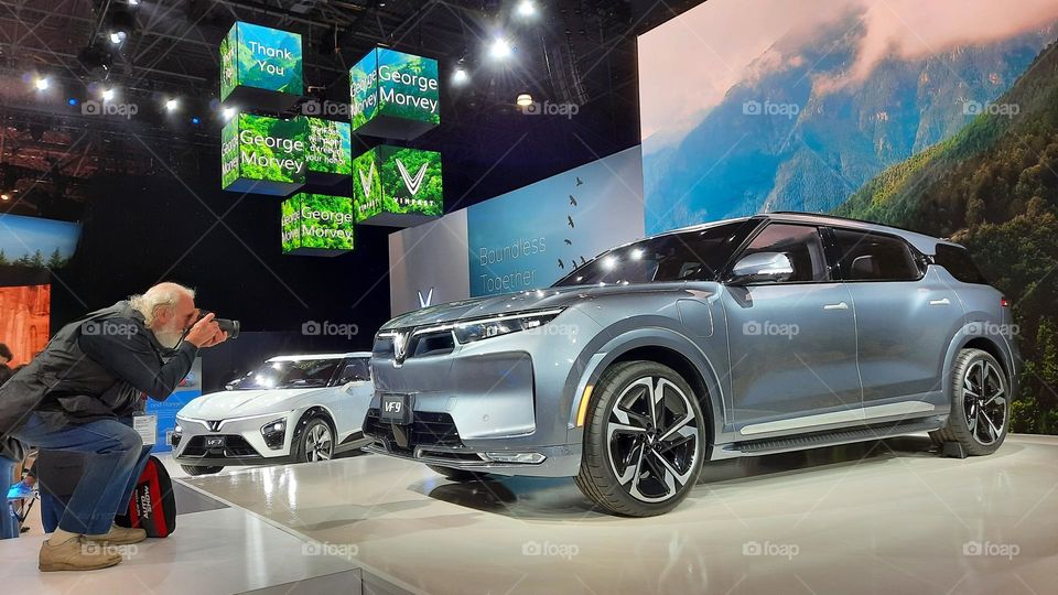 Vinfast v9 All-electric SUV on display at the New York Autoshow